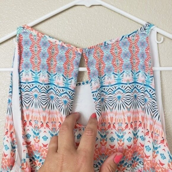 St. Tropez West XL Top Sleeveless Keyhole Back COLORFUL Beach Vacation - Picture 6 of 9